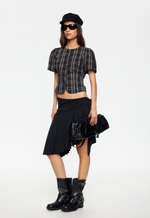 SAFARI MIDI SKIRT - NOIR