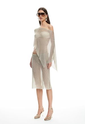 LUMINOUS MIDI SKIRT - TOPAZ