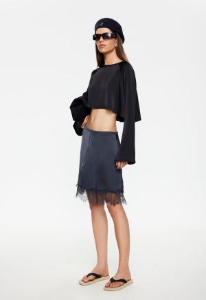 SKIN MIDI SKIRT - PETROL