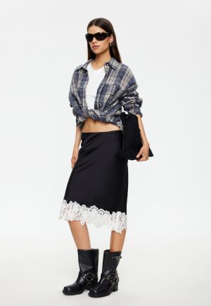 ANCHORED MIDI SKIRT - NOIR